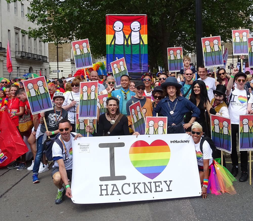 Street artist Stik, Pride in London 2016. Photo © Stik