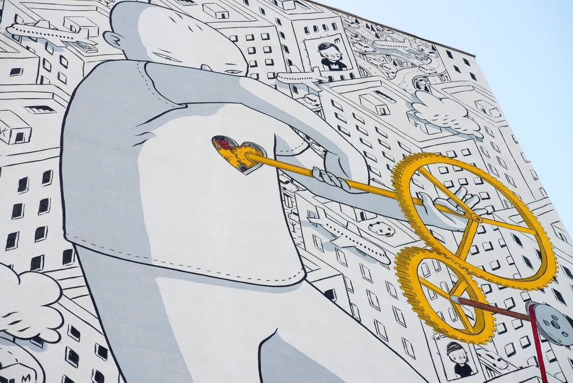 Street artist Millo paints with love for Mural Social Club festival, Kiev, Ukraine 2016