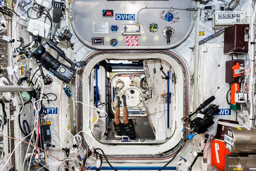 SPACE2 in the Columbus module of the ISS : Photo - ESA:NASA space invader