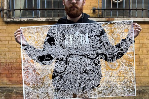 Nils Westergard, Stencil cut map of London, Underground 2016