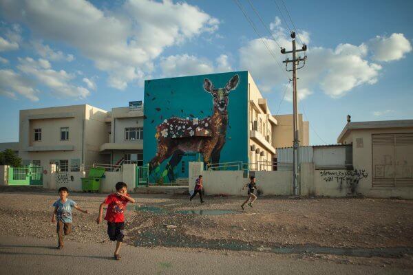 Ernesto Maranje, Street Art Deer, Iraq 2017. Photo Credit aptART