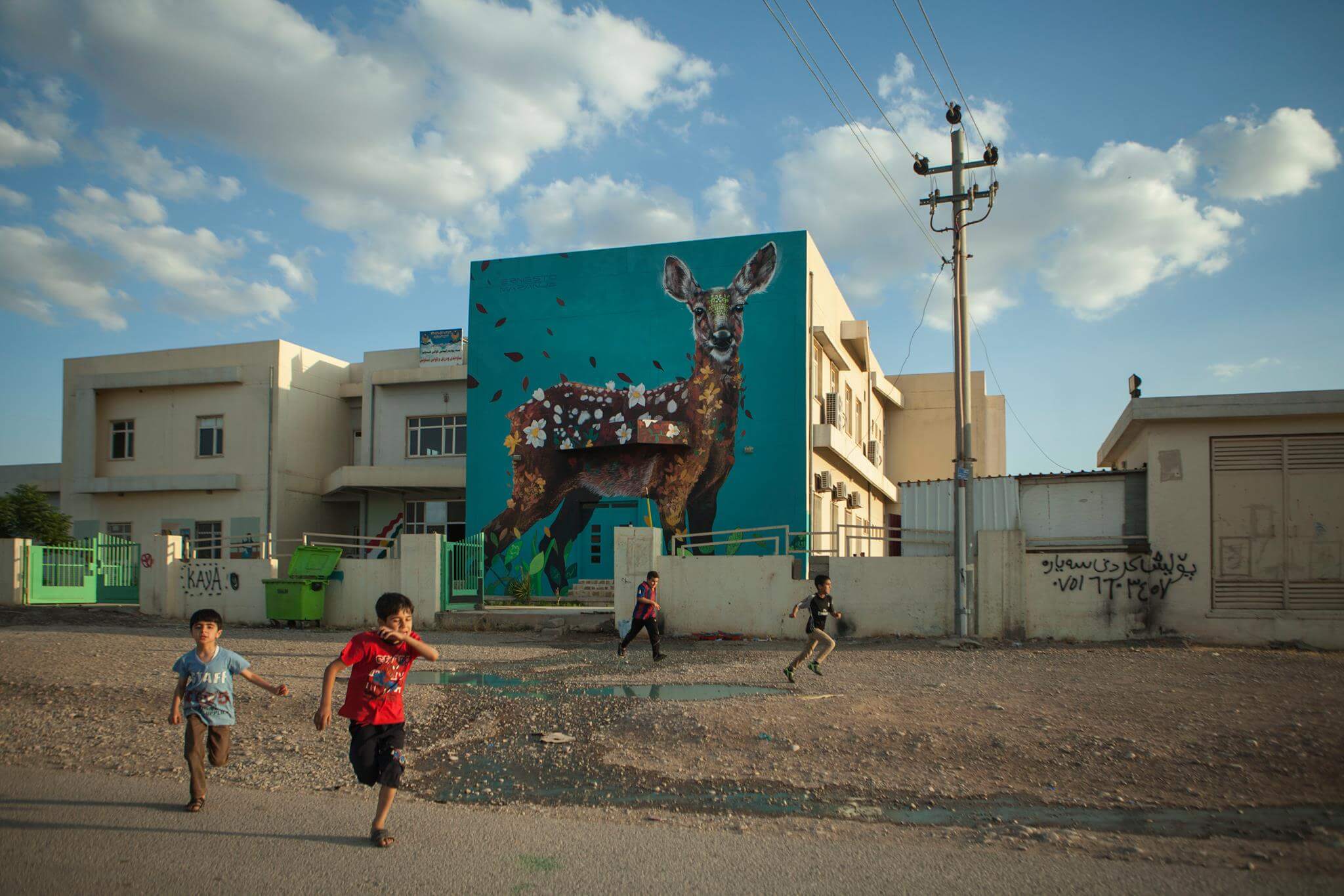 Street Artist Ernesto Maranje brings his colourful animals to Iraq, 2017