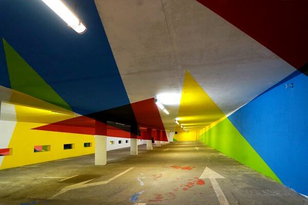 Elian Chali, 2km3 Anamorphic Parking Lot Project, France 2017. Photo Credit Elian Chali