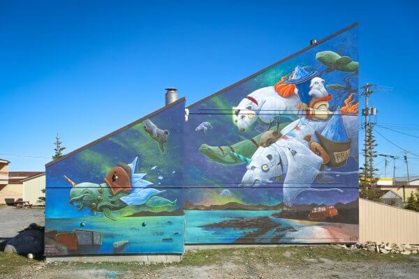 Dulk, Pangeaseed Foundation, Sea Walls: Murals for Oceans Street Art Festival Churchill, 2017. Photo Credit Tré Packard