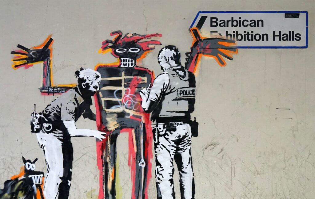 Banksy Basquiat Tribute, Barbican centre, london. Photo credit Banksy 2017