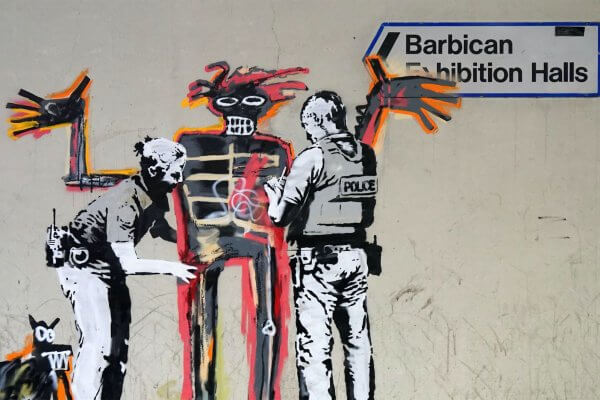 Banksy Basquiat Tribute, Barbican centre, london. Photo credit Banksy 2017