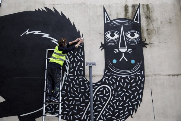 Joachim, King of Cats, Street Art Mural, Chichester 2017. Photo Credit graffitistreet