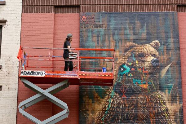 Sonny, Bear Street Art Mural, New York City To the Bone 2018. Photo credit @pixelatedstreets