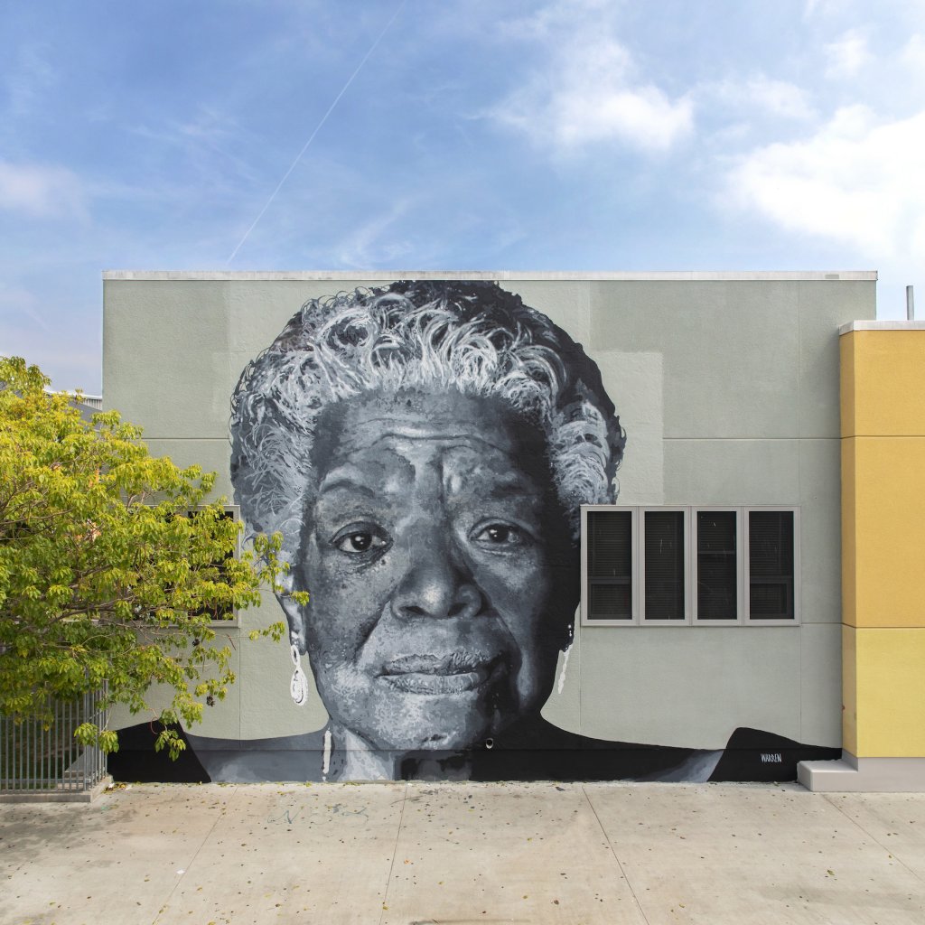 Shawm Michael, Maya Angelou Mural Festival, Los Angeles 2019. Photo Credit Static Medium