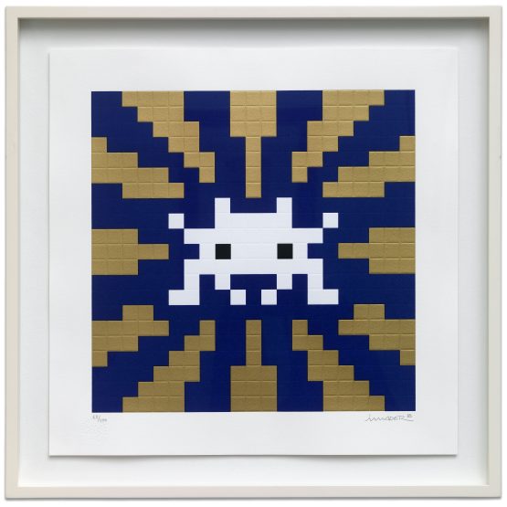 Invader - Sunset (Gold & Blue) (Framed)