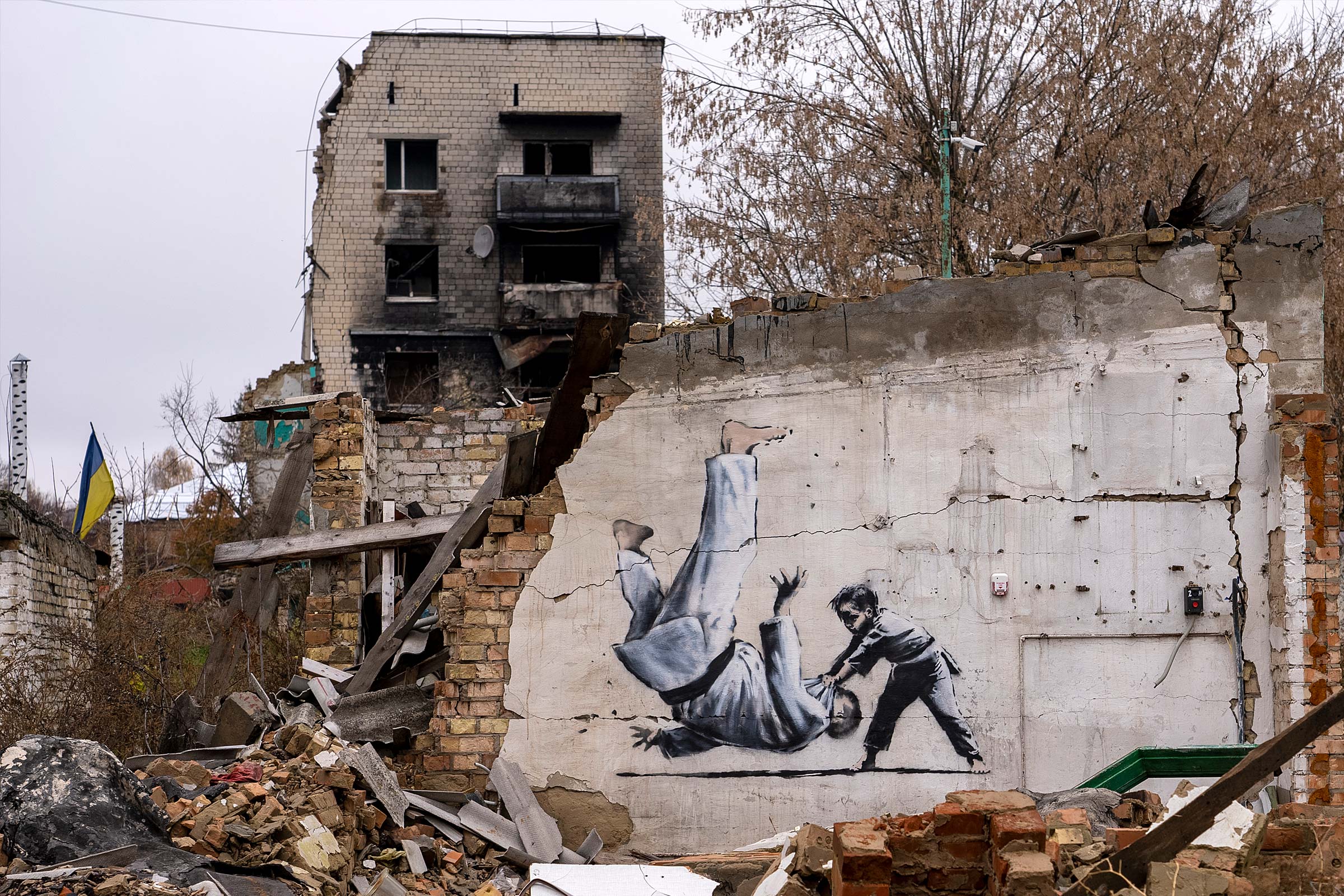 Banksy Reveals Seven New Artworks in War-Torn Ukraine, 2022