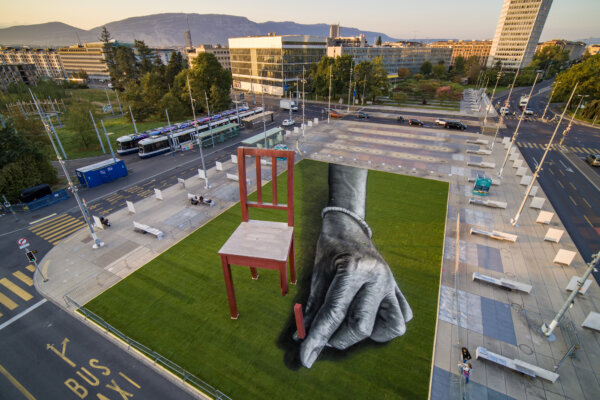  ALL OF US Saype s Artistic Tribute To The Broken Chair Campaign 