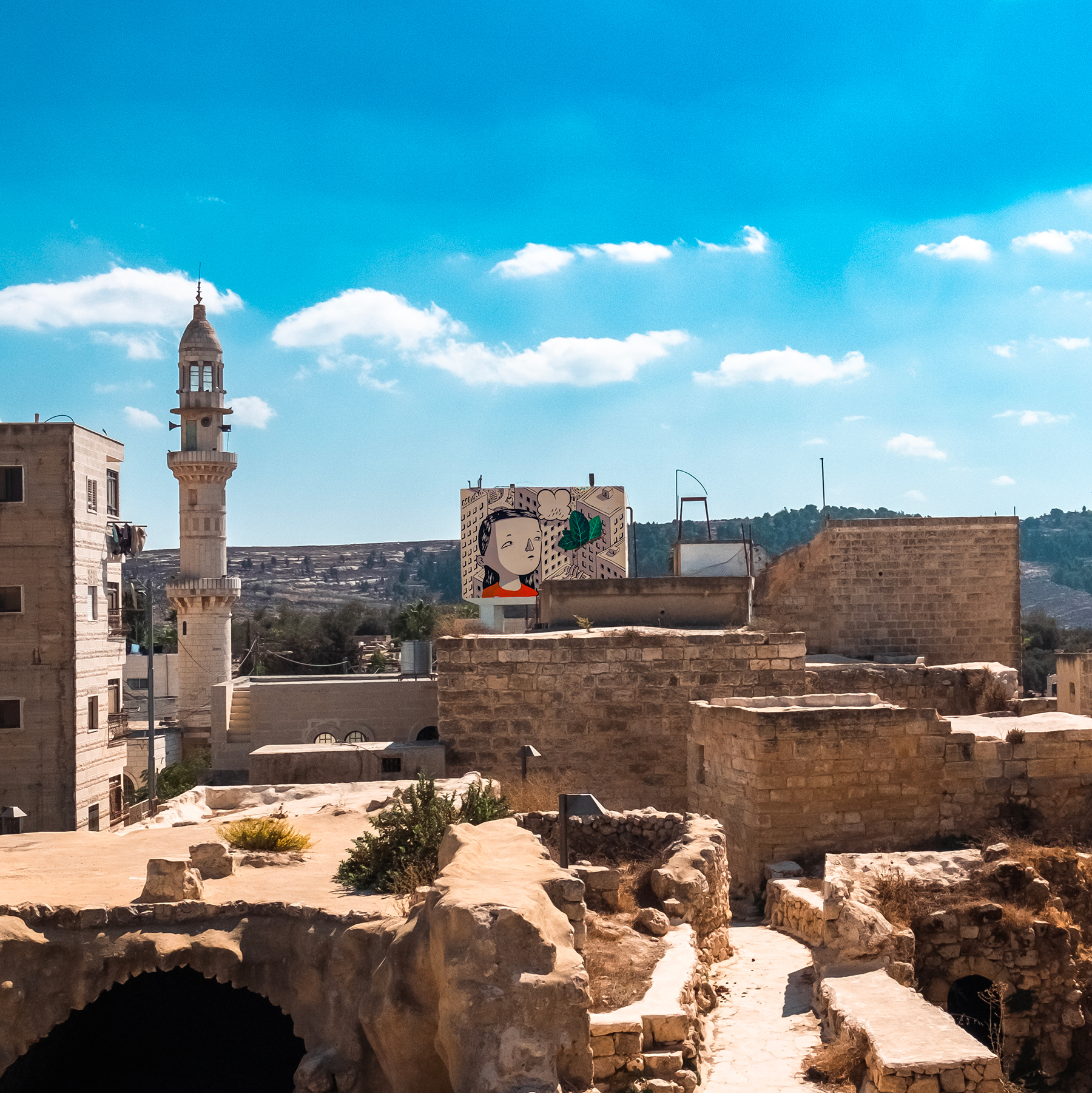 Millo’s “Mulberry Tree” Mural on Water Tower in Al Jib, Palestinian Territories