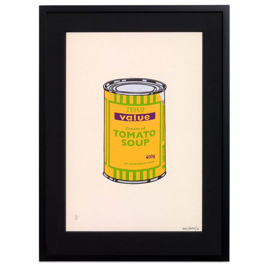 Authentic Banksy Soup Can Banana Lime signed
 print with Pest Control COA for sale 