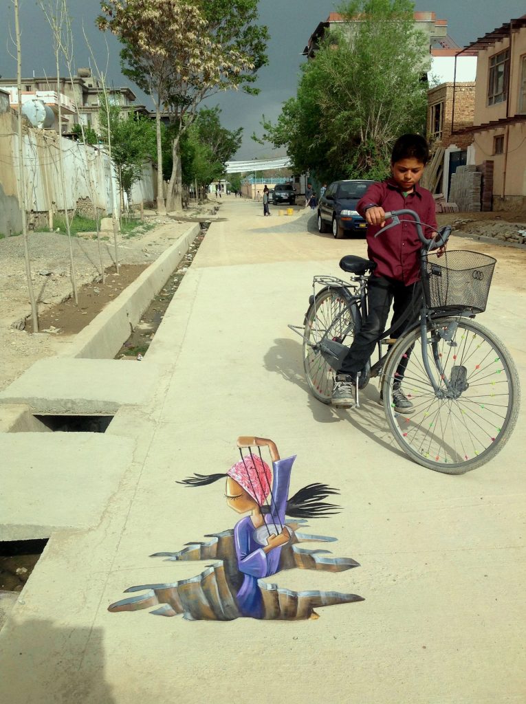 Shamsia Hassani graffiti mural in Kabul
